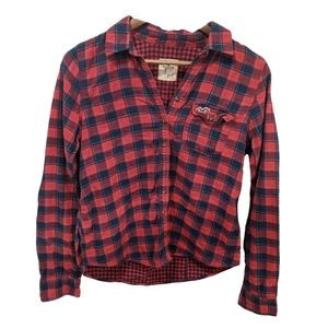 Hollister Red and Blue Classic Button Up Flannel Size Large